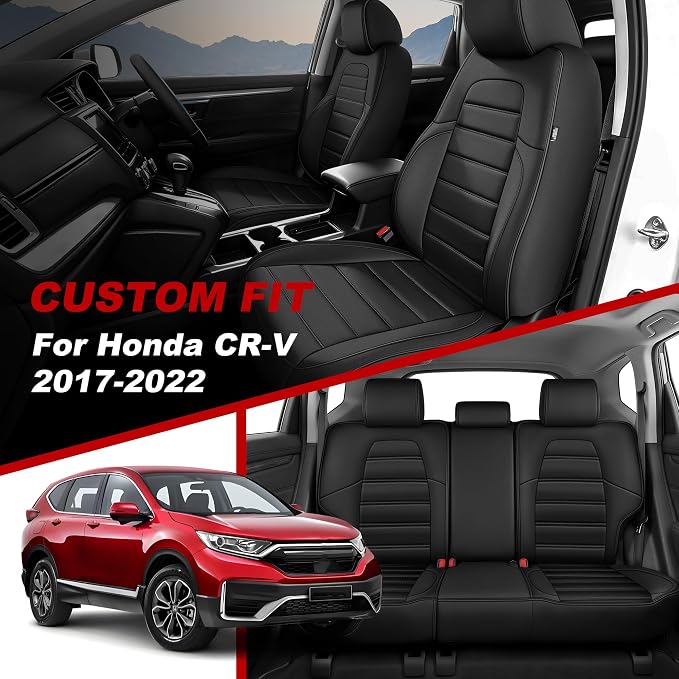 TTX LIGHTING Custom Fit Seat Covers for Honda CR-V 2017-2022 | Original Seat Pattern Faux Leather Waterproof Full Set for 2-Row 5-Seater, Airbag Compatible - Image 2