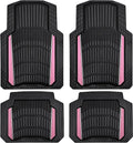 CAR PASS Heavy Duty Rubber Car Floor Mats, Deep Waterproof Car Floor Mats All Weather, Aluminum Film Floor Mats for Cars Non-Slip Universal Trim to Fit for SUVs Trucks Sedans Vans, Black Pink Metallic by CARPASS