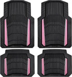 CAR PASS Heavy Duty Rubber Car Floor Mats, Deep Waterproof Car Floor Mats All Weather, Aluminum Film Floor Mats for Cars Non-Slip Universal Trim to Fit for SUVs Trucks Sedans Vans, Black Pink Metallic by CARPASS