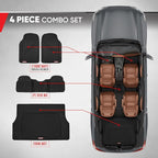 Motor Trend FlexTough Performance All Weather Rubber Car Mats with Cargo Liner - Full Set Front & Rear Floor Mats for Cars Truck SUV, Automotive Floor Mats (Black) - Image 3