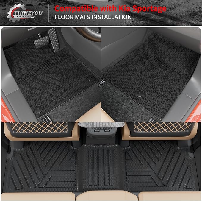 Floor Mats Set for 2023 2024 2025 2026 Kia Sportage Gas | Not for Hybrid & PHEV, Trunk Mat Cargo Mat Cargo Liner TPE All Weather Back Seat Cover Protector 2025 Sportage Accessories - Image 2