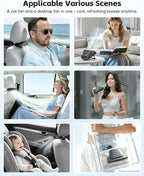 Rechargeable Car Seatback Fan with Aromatherapy, 5-Speed LED Display | Detachable portable design with hidden stand, safe cooling for kids, fits headrest posts spaced 4.7–7.4 inch - Image 8