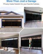 Privacy Garage Door Screen for Single Car Garage 8x7ft - Retractable Slide Track System, Heavy Duty PET Mesh with Blackout Privacy Panel, Magnetic Closure, Keeps Bugs Out, Fits Garage Opening 8 x 7 Ft - Image 7