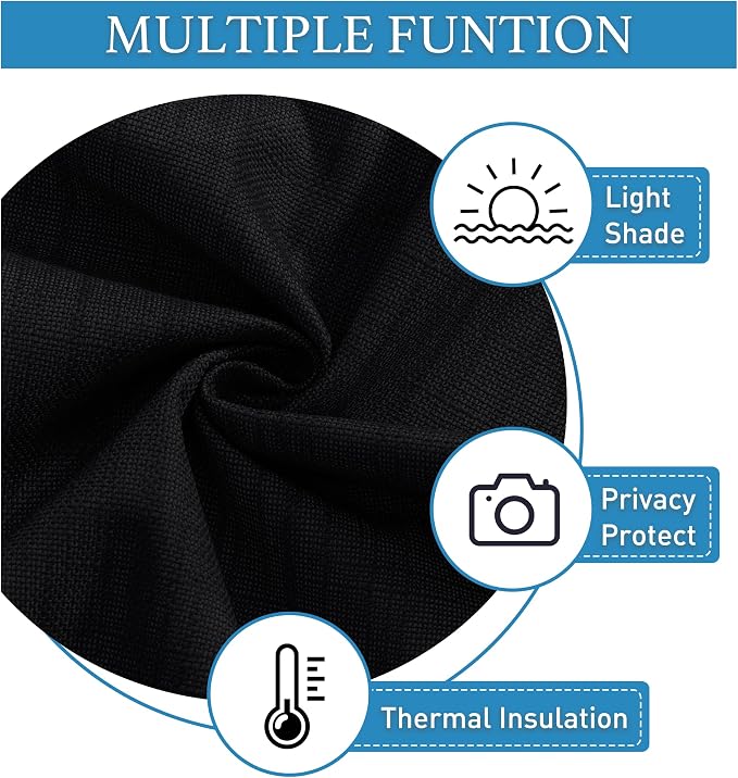 RYB HOME 100% Blackout Door Curtains, Linen Textured Privacy Shades for Classroom French/Nana Door Entrance Way, W 26 x L 69 inches, Textured Black, 1 Panel - Image 6