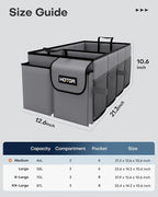 HOTOR Trunk Organizer - Foldable Car Organizer for SUVs & Sedans Storage | Sturdy Car Organization for Men & Women, Car Accessories, Tools, Sundries, Grey, 2 Compartments, 21.3" x 12.6" x 10.6" - Image 2