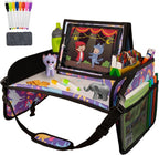 Lusso Gear Kids Travel Tray for Car - Road Trip Essentials for Kids - Car Seat Tray for Toddlers & Kids - for Airplane, Kids Travel Desk, Road Trip Activities (Purple Unicorns) by LussoGear