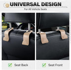SINGARO 4 Pack Car Seat Headrest Hooks, Vehicle Back Seat Hanger Storage Organizer for Purse Handbag Backpack Coat Grocery, 360° Rotating Heavy Duty Holds 44lbs, Beige - Image 4