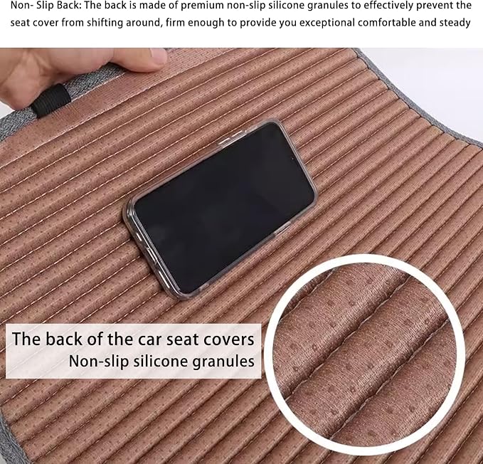 Car Seat Covers Buckwheat Hull Universal Front Seat Only | Bottom Seat Covers For Most Cars, SUVs, Vans Trucks Car Seat Cushion Protector Mats Pad Gray - Image 3