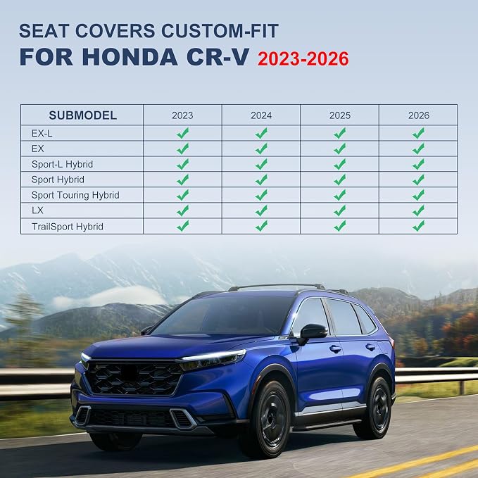 IKABEVEM Custom for Honda CR-V Car Seat Covers Full Set 2023 2024 2025 2026 LX;EX;EX-L;Sport;Touring;Special Edition & Hybrid Model Luxury Faux Leather Seat Protector Interior Accessories(Black&Beige) - Image 2
