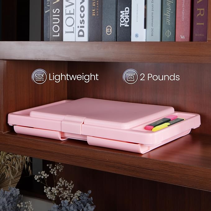 Loddie Doddie Lap Desk, Folding Desk, Portable Table, Blush, 9.75" x 12" | Trays & Pocket Keep Essentials Close, 2 lb Easy to Carry, Sturdy Plastic & Alloy Steel, Bed Desk, Bed Tray, Lap Desk for Kids - Image 6
