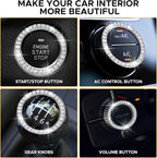 EcoNour Bling Cup Holder Insert (2 Pack) with Push Start Button Ring | (1 Pack) 2.75 Inch Silicone Coaster Pad and 1.5 Inch Ring with Elegant Crystal Rhinestone | Car Interior Accessories (Black) - Image 3