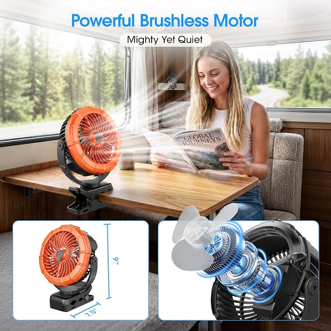 Ausic Misting Golf Cart Fans, Portable Magnetic Cruise Fan with Mist, [Max 45H Runtime] Outdoor Clip on Fan, Camping Stroller Fan with LED/Cooling Spray, Battery Rechargeable Fan for Travel/Beach - Image 7