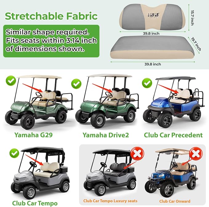 10L0L Golf Cart Seat Covers for Yamaha EZGO Club Car Seat Towel Cushion | Breathable Mesh All-Season Front/Rear Seat Blanket, UV Resistant, Cool Comfort, Machine Washable, Easy On, Great Golf Gift - Image 6