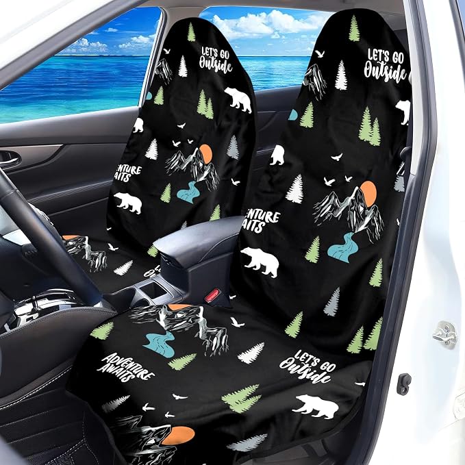 1 Pack Car Seat Towel Covers with Storage Bag, Multifunctional Camping Towel for Gym Outdoor Sport, Picnic, Beach, Pet Dog Travel,Non-Slip Washable Car Seat Protector (Adventure) - Image 2