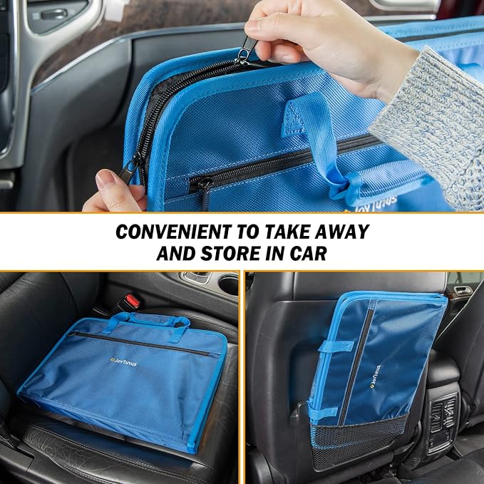 JOYTUTUS 3 in 1 Steering Wheel Eating Tray (Blue), Car Back Seat Laptop Desk, Multifunctional Office Bag Car Work Table for Writing, Car Organizer for Kids, Commuters, Family - Image 8