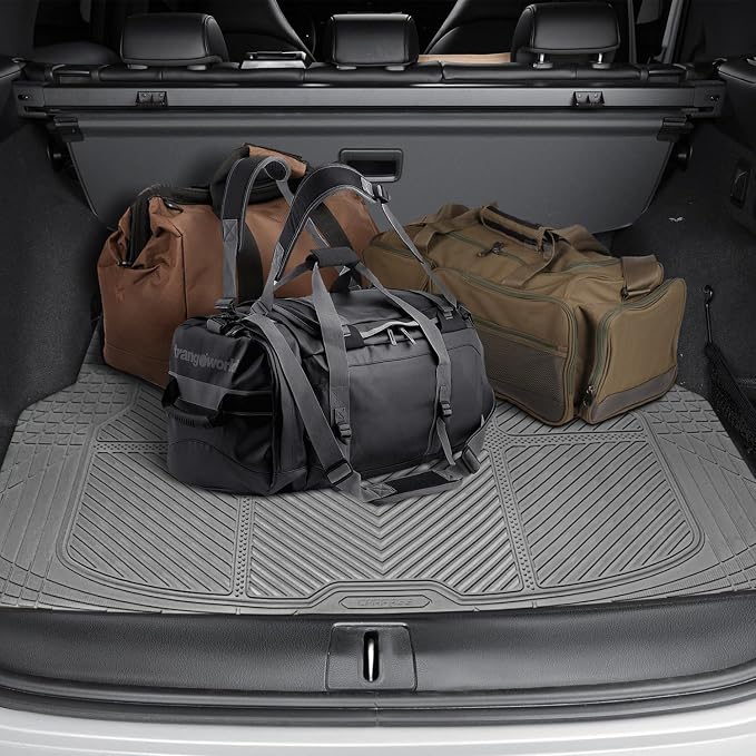 CAR PASS Heavy Duty Rubber Floor Mats Gray Car Mats Full Set with Trunk Cargo Liner - Universal Waterproof Floor Mats for Car SUV Truck, Durable All Weather Automotive Liner Mats (All Gray) - Image 6