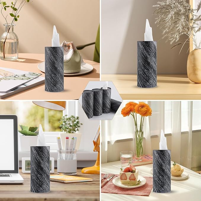 SINGARO Car Tissue Holder, 4 Pack Car Cup Holder Facial Tissues with Travel Tissue Bag, Quick and Convenient Flower Combination Car Tissue Box(4 Canisters/200 Tissues) Gray - Image 6