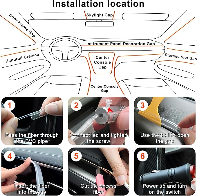 Interior Car LED Lights, 5 in 1 RGB Ambient Lighting Kit with 236" Fiber Optic, 16 Million Colors, APP Control, Music Sync Car Neon Lights for Cars, Trucks, SUVs - Image 7