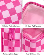 Clear Checkered Makeup Bag, Small Cosmetic Pouch with Zipper Mini Waterproof Makeup Purse Organizer Cute Cosmetic Bag Travel TSA Approved Toiletry Bag Car Organizer for Women Girls (Rose) - Image 6