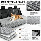 Dog Car Back Seat Bed Waterproof Non Slip Washable Pet Cover | Ultra-soft plush flannel pad soothes pet joint discomfort Vacuum compressed, heavy duty tear-resistant fabric(Light Grey) - Image 5