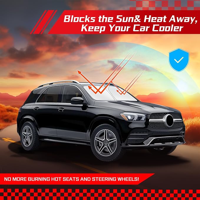 ARISMOTOR Windshield Sun Shade for Mercedes Benz GLE 350 450 2020-2027 | Custom Fit, Foldable Front Window, Block UV Rays, Keep Car Cooler - Image 7