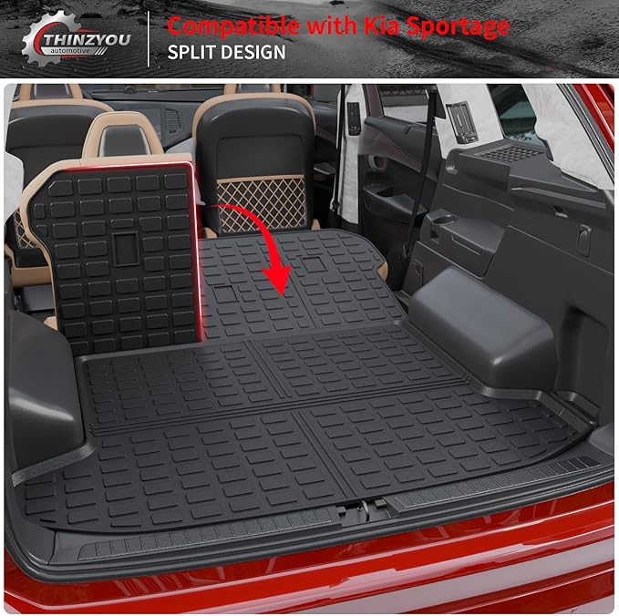 Cargo Mat & Backrest Mats for 2023 2024 2025 2026 KIA Sportage | Non-Plug-in Hybrid, Not for Driver Side Speaker Grille, Cargo Mat TPE Back Seat Cover Protector 2025 Sportage Accessories - Image 5