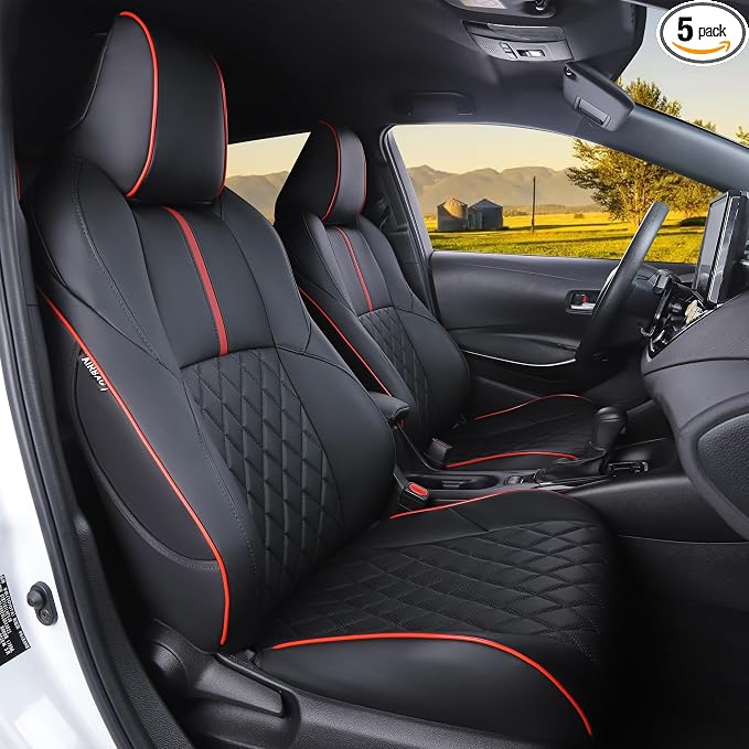 HKZ Customized Special seat Cover for Toyota Corolla (Black+Red, 2023-2026 Corolla Hybrid SE) by HKZ