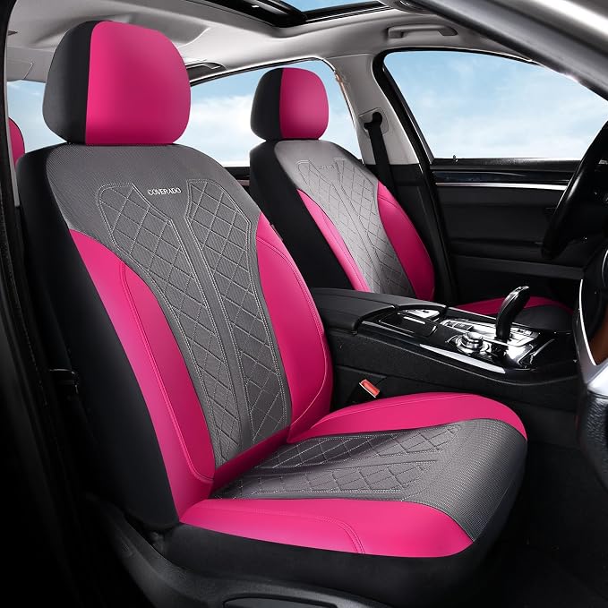 Coverado Car Seat Covers Full Set, Leather Seat Covers, Rose Automotive Protectors 5-Seat, Luxury Universal Fit Seat Covers for SUV, Truck, Sedan and Most Vehicles All-Weather - Image 2