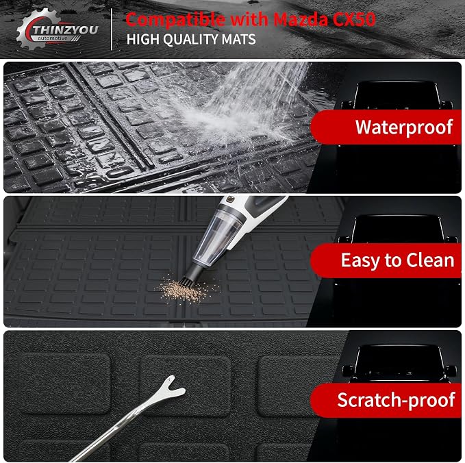 Cargo Mat & Backrest Mats for 2023 2024 2025 2026 Mazda CX50 | Trunk Mat Trunk Liner Cargo Liner TPE All Weather Back Seat Cover Protector 2024 CX-50 Accessories - Image 6