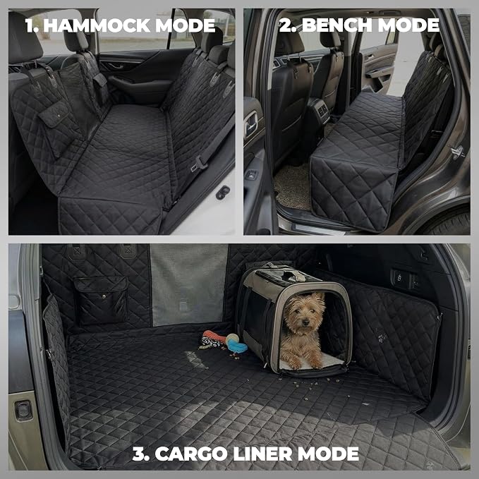 Pryze Dog Car Seat Cover for Back Seat with Mesh Window & Side Flaps | 100% Waterproof Dog Hammock for Cars Trucks & SUVs | 600D Heavy Duty Scratch Proof Nonslip | Easy Install & Machine Washable - Image 7