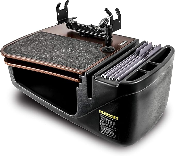 AutoExec AE-GMCD-PI-PM-PS-21M GripMaster Car Desk for Your Vehicle Workstation and Mobile Office, Mahogany with 400 watt Power Inverter, Phone Mount and Printer Stand by AutoExec