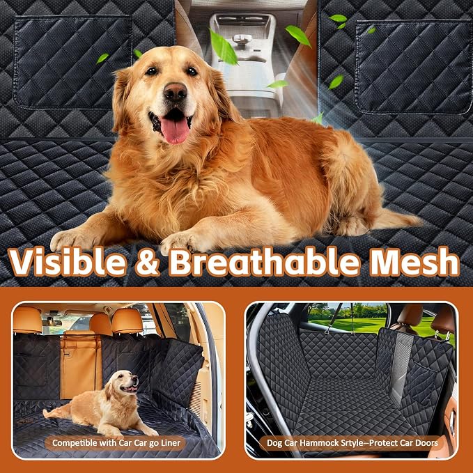 JSTHT Dog Car Seat Cover for Pets Back Seat Extender Support 420lbs | Hard Bottom Dog Car Seat Cover, Waterproof Car Seat Cover Protector, Nonslip Scratch Proof Dog Hammock for Car SUV and Truck - Image 5