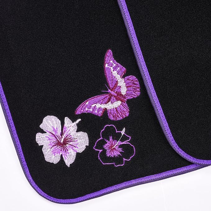 CAR PASS Butterfly Steering Wheel Cover and Waterproof Car Floor Mats,Purple Car Mats 14.5-15inch Steering Wheel Covers Universal Fit for Suvs,Sedans Cars,for Women Girl(Black and Purple) - Image 8