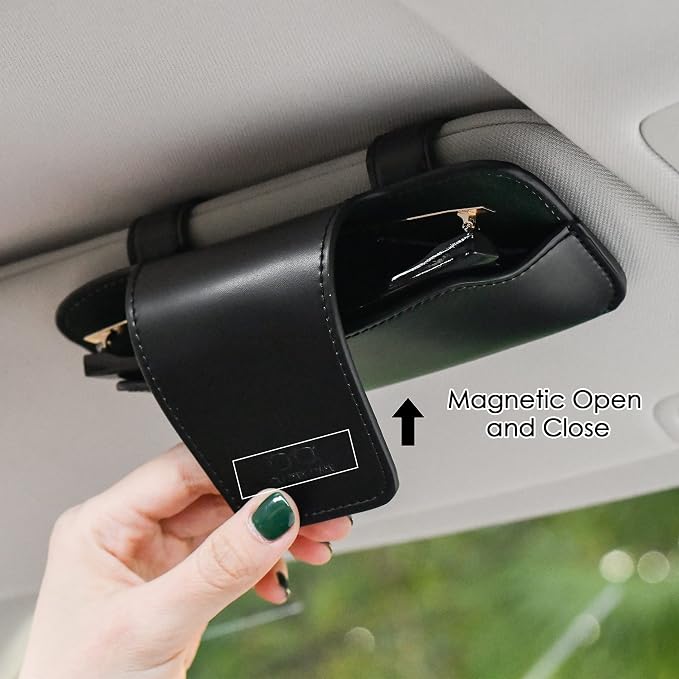 Sunglass Holder for Car Visor, Car Sunglasses Holder Leather, Eyeglasses Holder Glasses Storage Case Visor Accessories - Image 8