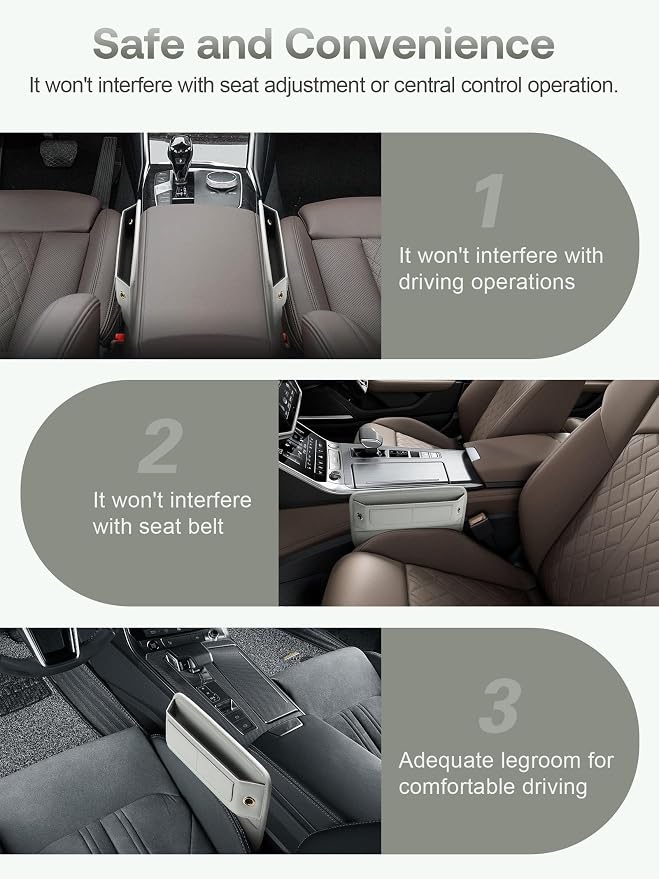 Universal Fit Premium Leather Car Seat Gap Filler Organizer, Center Console Organizer with Card Slots, Clever Gifts for Car SUV Truck Owners (Beige, 2 Pack) - Image 9