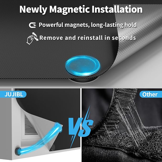 Magnetic Blackout Window Cover, 100% Blackout Shades for Bedroom No Drill Black Out Window Blind Temporary Shades for Nursery Removable Black Out Curtains for RV, Media Room 57x157 inch - Image 4