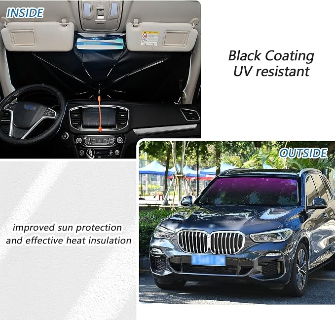 Pink Black Car Sun Shade Windshield Car Umbrella Foldable Uv Ray Reflector Front Window Sun Shade Visor Shield Cover - Image 5