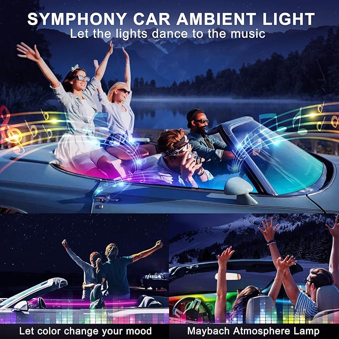 Dreamcolor Acrylic Interior Car LED Strip Light with Wireless APP, RGB 18 in 1 with 175 inches 593 LEDs Fiber Optic Ambient Lighting Kits, 16 Million Colors Sound Active Function Car Neon Lights - Image 7