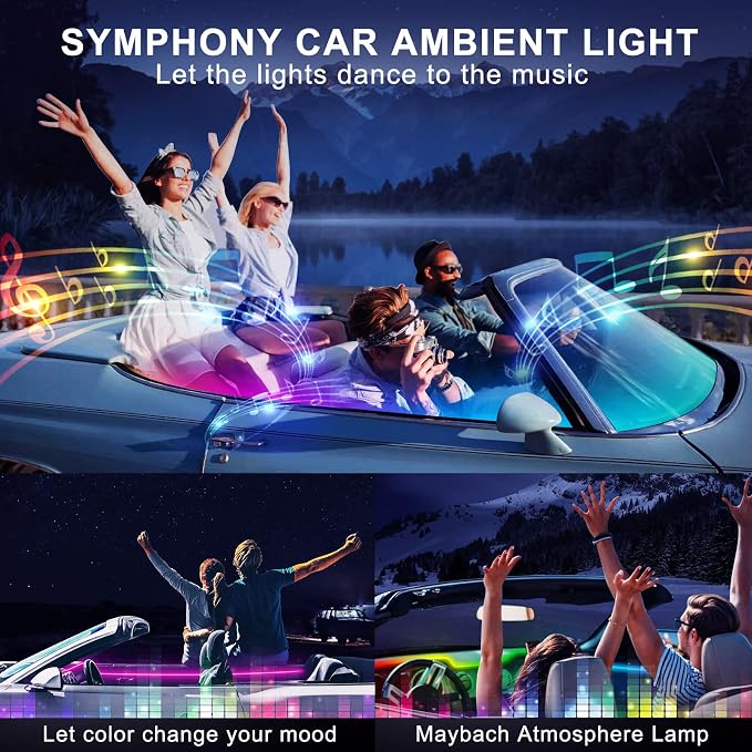Acrylic Interior Car LED Strip Light with 30S Motion Sensor Switch&USB Hub, Dreamcolor 55.1 inches Ambient Lighting Kits, RGB Colors Neon LED Strip Light - Image 8