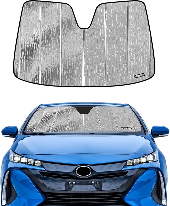 Pigenius Windshield Sunshade for Toyota Prius Prime 2017-2022 (PHEV / XW50), Reversible Silver/Black by Pigenius