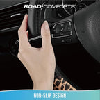 Road Comforts Leopard Steering Wheel Cover for Women, Cute Anti-Slip Microfiber Leather, Universal Fit 14.5-15 Inch Round Steering Wheel - Black - Image 8