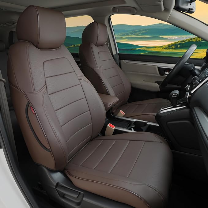 Lolcar CRV Seat Covers Custom Fit for Honda CRV 2017 2018 2019 2020 2021 2022,Leather Car Seat Cover Full Set for Trucks SUV,Waterproof Car Seat Cushion,Faux Leather(Coffee) by LOLCAR
