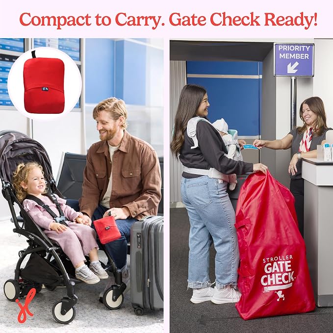 J.L. Childress Gate Check Travel Bag for Single & Double Strollers, Red - Image 8