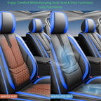 Fit Sentra Car Seat Covers for Nissan Sentra 2008-2024 2025 2026-Upgraded Premium Waterproof & Breathable Leather,Airbag Compatible,All-Weather Seat Cushion Protector,2 Front/Black-Blue - Image 7
