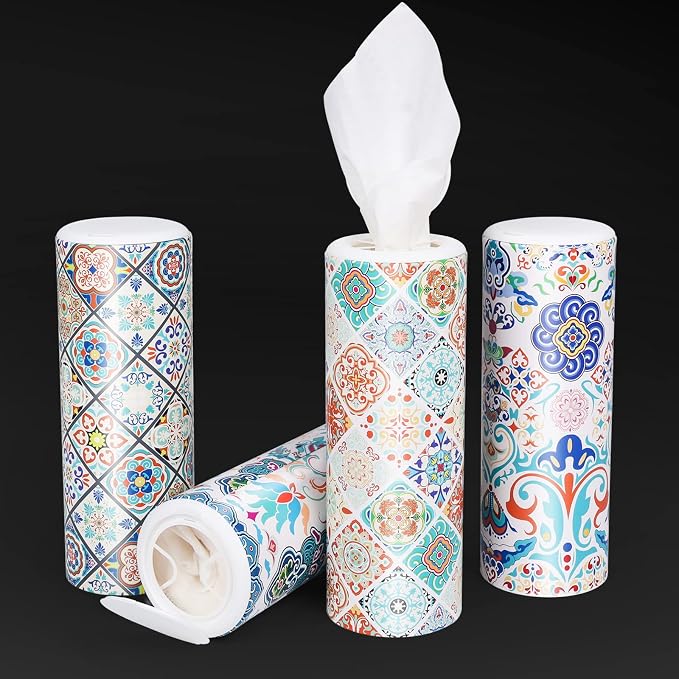 Car Tissue Holder with Facial tissues Bulk, Tissue for Cup Holder, Round Tissue Boxes for car tissues Cylinder,Travel tissues Packs Bulk - Image 2