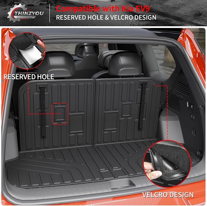 Floor Mats for 2024 2025 2026 Kia EV9 6&7 Seats | Cargo Liner Cargo Mat Trunk Mat Trunk Liner TPE Back Seat Cover Protector All Weather EV9 Accessories - Image 7