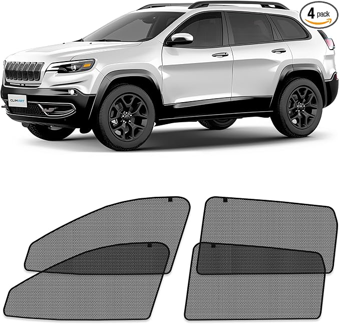 CLIM ART Magnetic Car Window Shades for Jeep Cherokee 2014-2023 – Custom-Fit Sun Blocker Curtains, Side Window Covers, Essential Car Accessories for Camping, Baby, and Privacy Protection - MS0245 by CLIMART