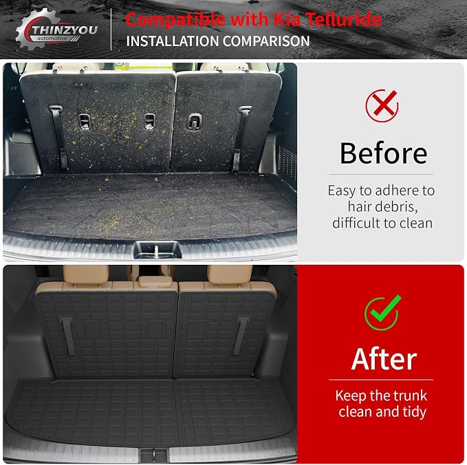 Floor Mats for 2020-2025 Kia Telluride 7&8 Seats (NOT for 2027) | Trunk Mat Cargo Mat Cargo Liner TPE All Weather Back Seat Cover 2024 Telluride Accessories - Image 6