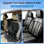Fit Accent Seat Covers Custom Fit for Hyundai Accent 2006-2026, Front Pair | Premium Leather Full Coverage Protectors, Waterproof, Breathable, Scratch Resistant, Easy Wipe, Airbag Compatible, Black+Gray - Image 3