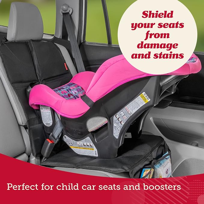 Lusso Gear Car Seat Protector for Baby Car Seat - Thick Padding - Seat Protector Under Baby Car Seat with 2 Mesh Storage Pockets - Black Waterproof Baby Car Seat Protector - Non-Slip Padded Backing - Image 2
